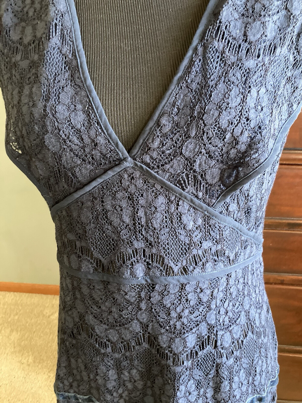 Anthropologie Foxiedox Dress Clarinda Tiered Lace Navy Sz XL orig $148 NWT A305 - Picture 2 of 16